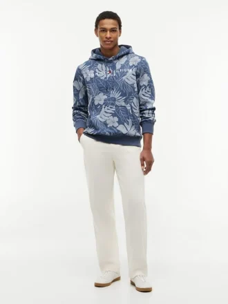 Tropical Print Brushed-Back Hoodie