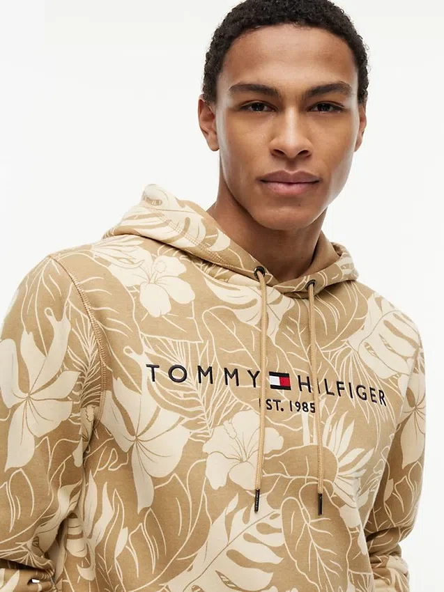 Tropical Print Brushed-Back Hoodie Tropical Print Brushed-Back Hoodie