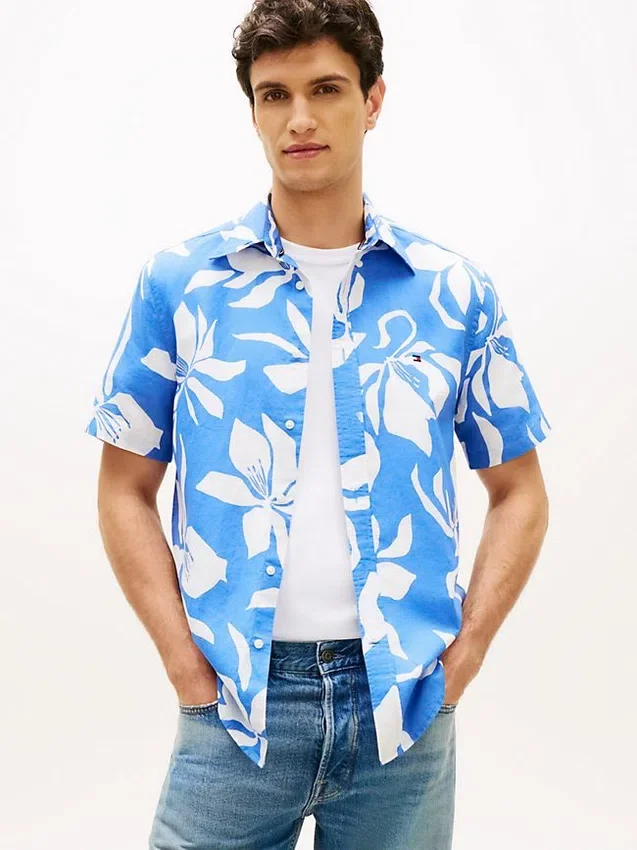 Tropical Print Cotton-Linen Blend Shirt Tropical Print Cotton-Linen Blend Shirt