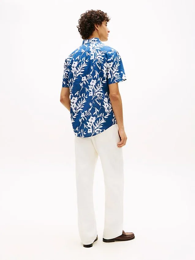 Tropical Print Linen-Blend Shirt Tropical Print Linen-Blend Shirt
