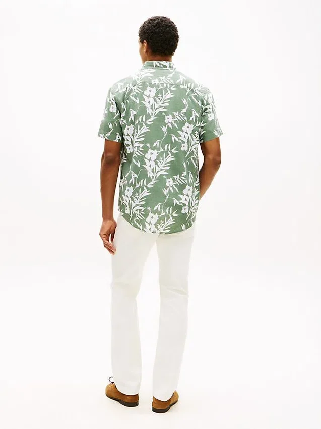 Tropical Print Linen-Blend Shirt Tropical Print Linen-Blend Shirt