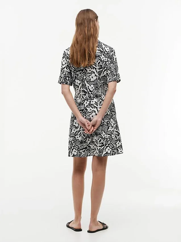 Tropical Print Linen-Blend Shirtdress Tropical Print Linen-Blend Shirtdress