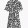 Tropical Print Linen-Blend Shirtdress Tropical Print Linen-Blend Shirtdress