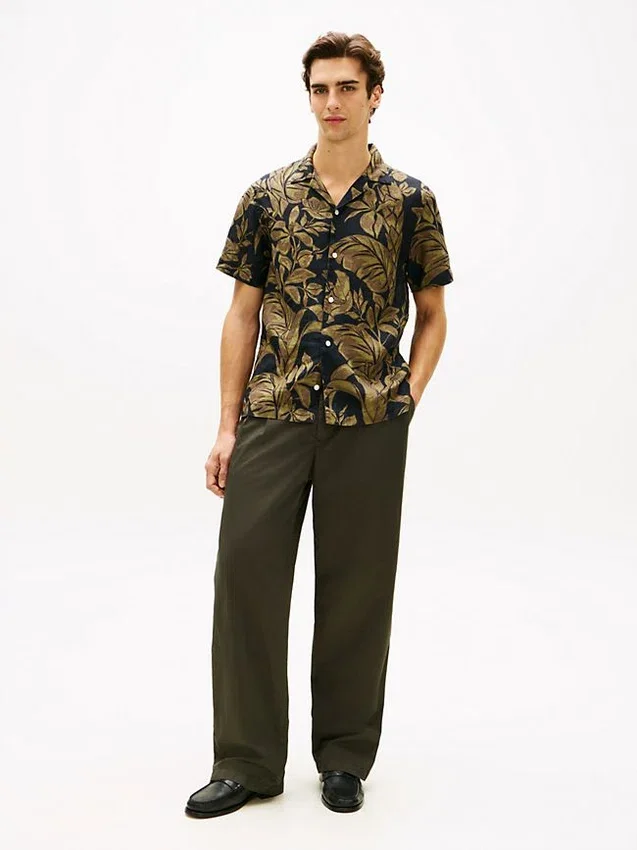 Tropical Print Linen Camp Shirt Tropical Print Linen Camp Shirt