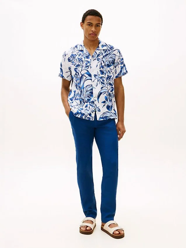 Tropical Print Linen Camp Shirt Tropical Print Linen Camp Shirt