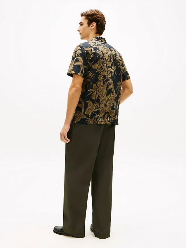 Tropical Print Linen Camp Shirt Tropical Print Linen Camp Shirt