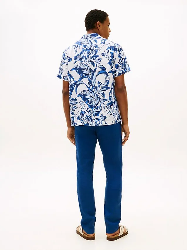 Tropical Print Linen Camp Shirt Tropical Print Linen Camp Shirt
