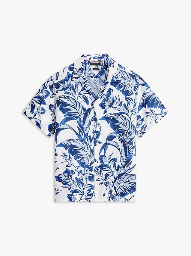 Tropical Print Linen Camp Shirt Tropical Print Linen Camp Shirt