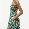 Tropical Print Tiered Linen-Blend Dress
