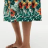 Tropical Print Tiered Linen-Blend Dress