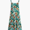 Tropical Print Tiered Linen-Blend Dress