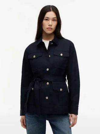 Water-Resistant Belted Utility Jacket