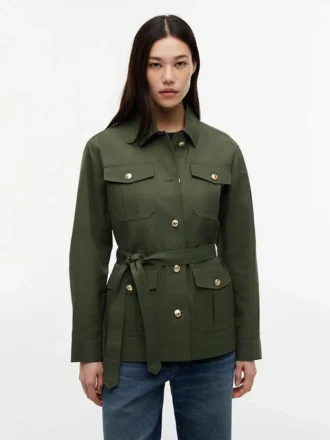 Water-Resistant Belted Utility Jacket