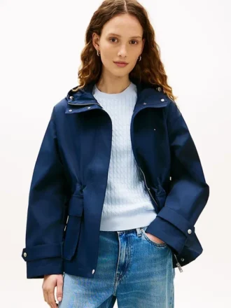 Water-Resistant Hooded Short Parka