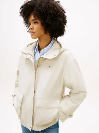 Water-Resistant Hooded Short Parka