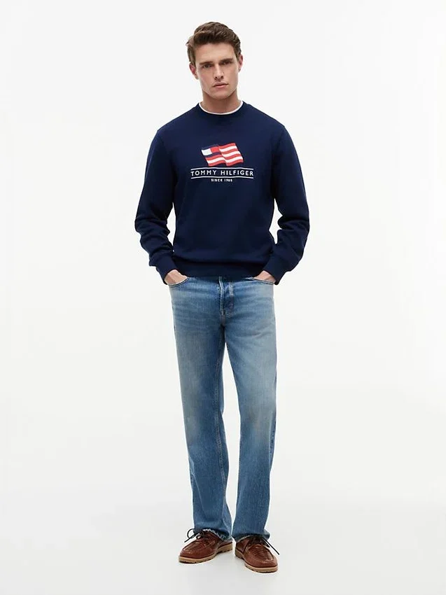 Wavy Flag Logo Crewneck Sweatshirt Wavy Flag Logo Crewneck Sweatshirt