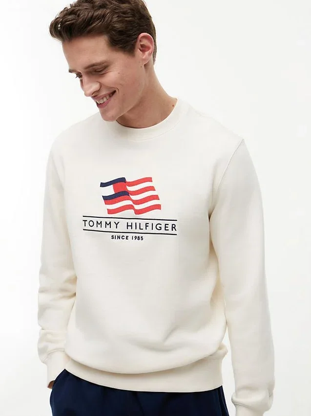 Wavy Flag Logo Crewneck Sweatshirt Wavy Flag Logo Crewneck Sweatshirt