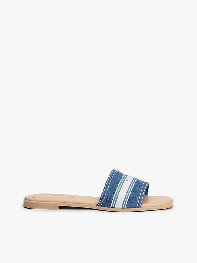 Webbing Logo Denim Slide Sandal Webbing Logo Denim Slide Sandal