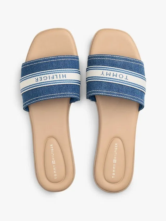 Webbing Logo Denim Slide Sandal Webbing Logo Denim Slide Sandal