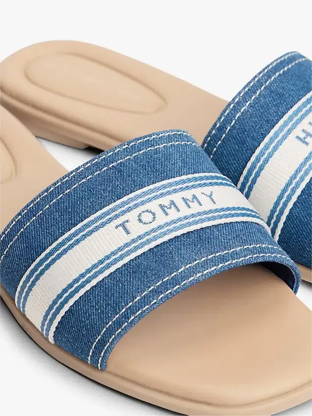 Webbing Logo Denim Slide Sandal Webbing Logo Denim Slide Sandal