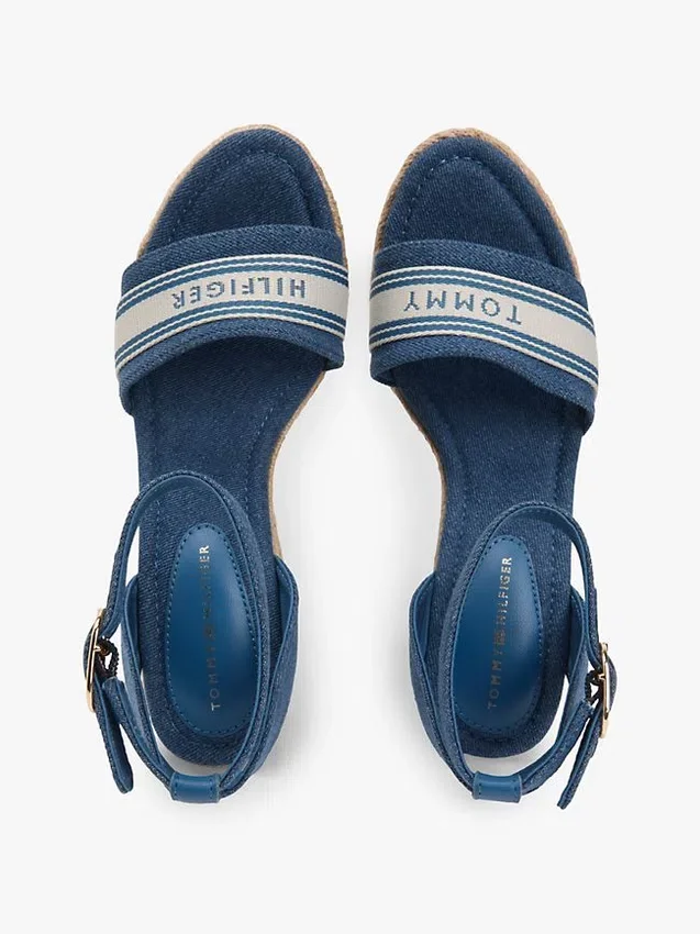 Webbing Logo Denim Wedge Espadrille Webbing Logo Denim Wedge Espadrille