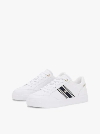 Webbing Stripe Leather Cupsole Sneaker
