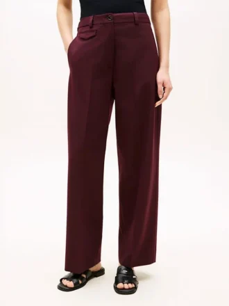 Wool-Blend Loose Straight Pant