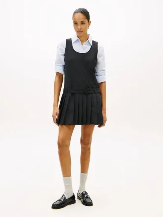 Wool-Blend Pleated Mini Dress