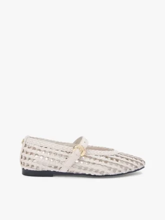 Woven Leather Mix Mary Jane Flat
