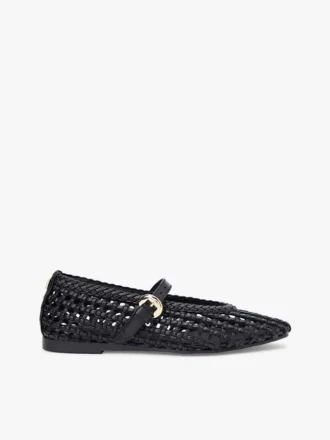 Woven Leather Mix Mary Jane Flat